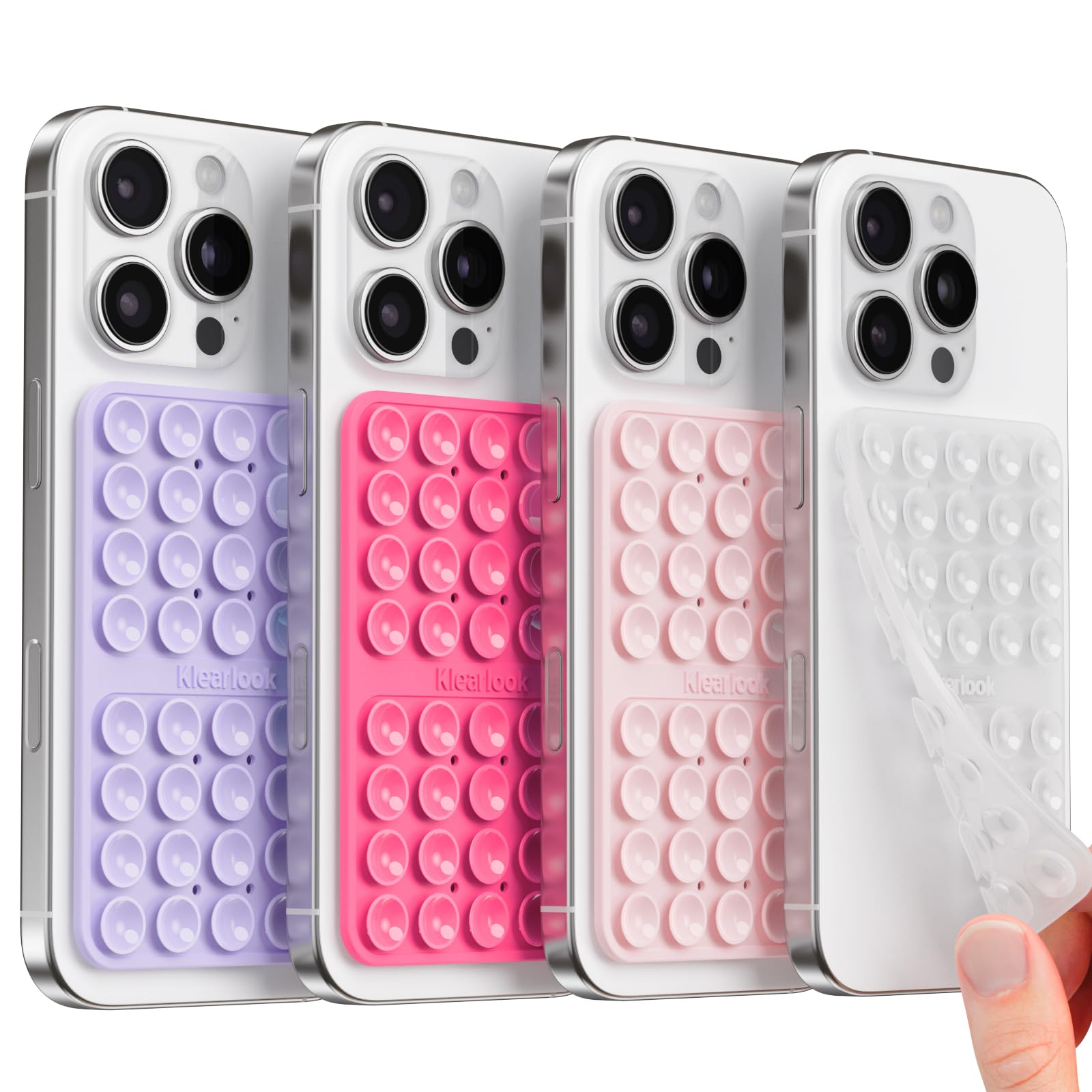 Klearlook Silicone Suction Cup Phone Case Mount Double Sided, Sticky Phone Grip with Higher Suction Power for Cell Phone, Hands-Free Phone Accessories Holder for Selfies and Videos, Transparent